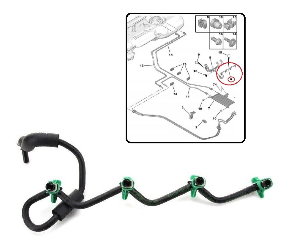 Leak Off Pipe Fuel For Peugeot 207 308 3008 508 Partner Only 1.6 Hdi 1574Hx
