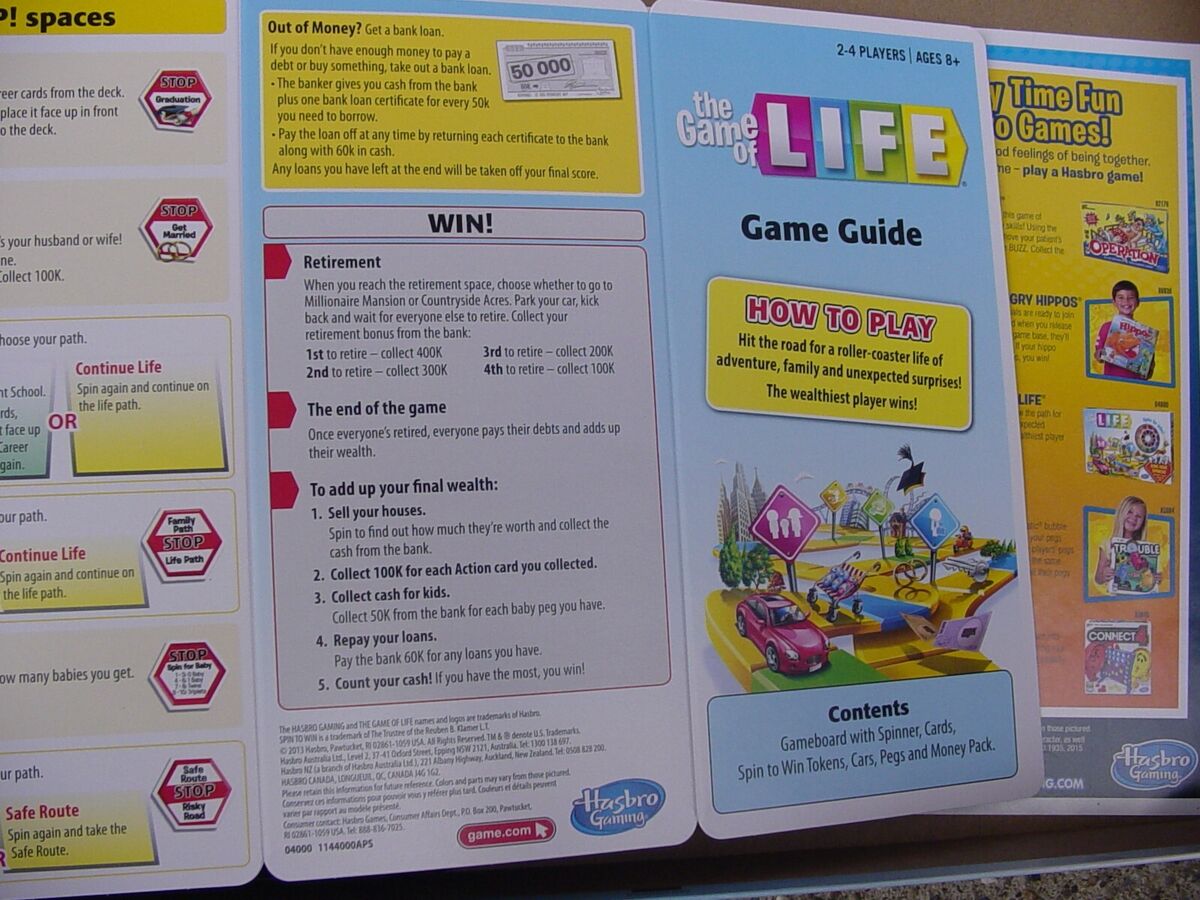 The Game of Life Instructions - Hasbro