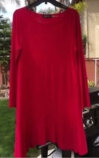 Ivanka Trump Woman's Size Large Cranberry Long Sleeve Ruffle Hem Dress NWT
