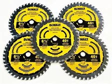 5 DEWALT 6-1/2" CARBIDE 40T CORDLESS CIRCULAR SAW BLADES FINISH 40 DWA161240