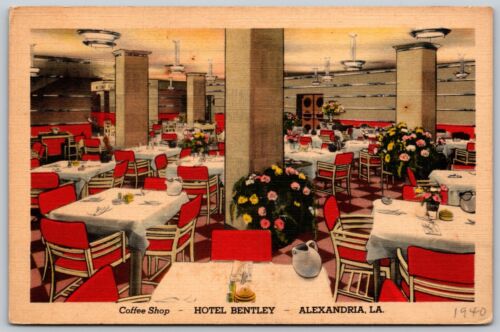 Coffee Shop Hotel Bentley Alexandria Louisiana Vintage Postcard 2114