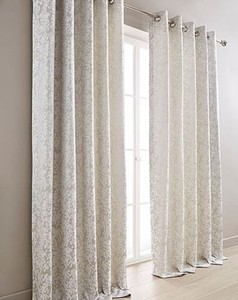 Détails Sur Fleur Tisse Gris Argenté Blanc Entièrement Doublé Rideaux à œillets 8 Tailles