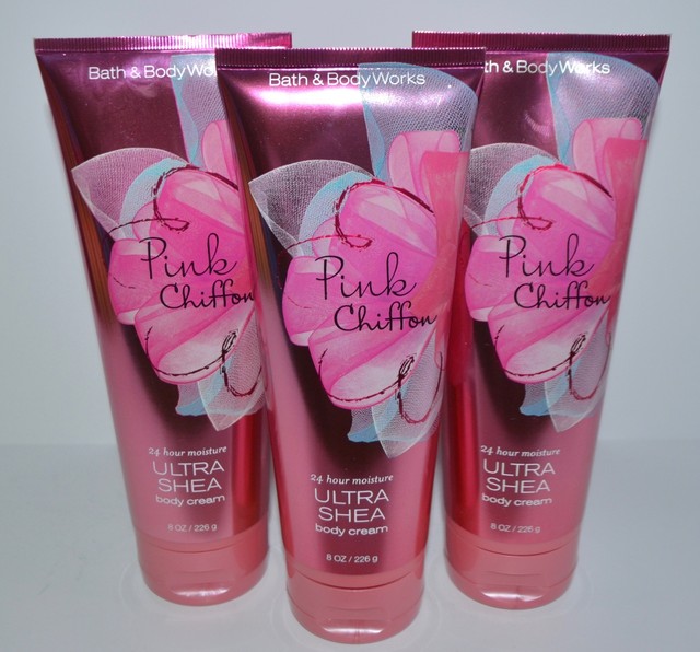 LOT OF 3 BATH & BODY WORKS PINK CHIFFON ULTRA SHEA CREAM HAND LOTION 8