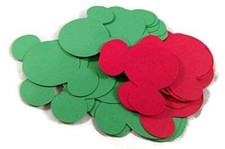 Green/Red Christmas Assorted Mickey Mouse Head Shape Die Cuts - 50pc