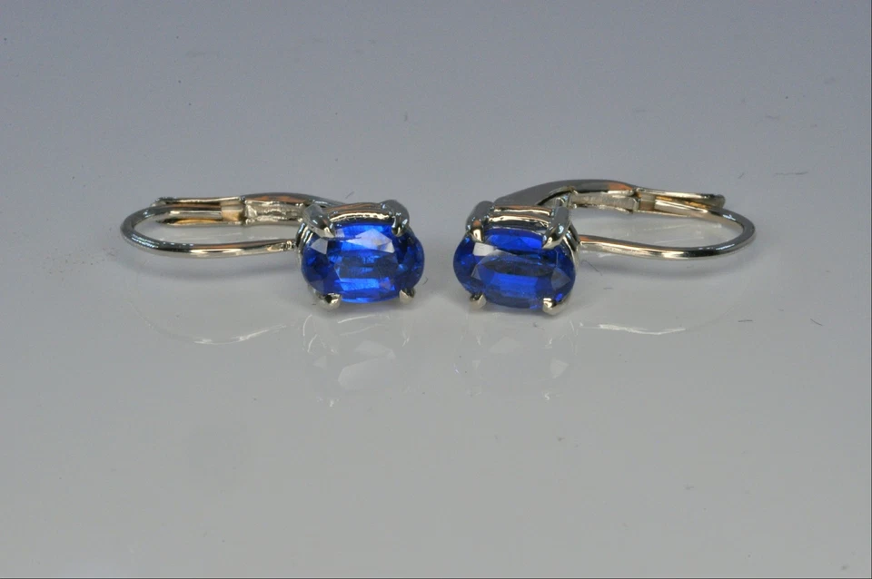 Pendientes Oro 14k Ancho con Cianita Azul Natural Foto 2 de 4