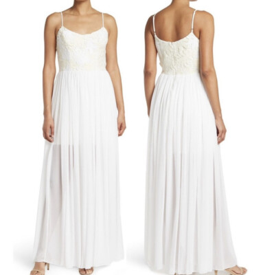 NWT, Dress the Population Maxi Crochet Dress White/Beige, Back Side Zipper  Sz XS | eBay