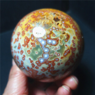 TOP 400G Natural Polished Orbicular Ocean Jasper Sphere Ball Reiki Healing A4168