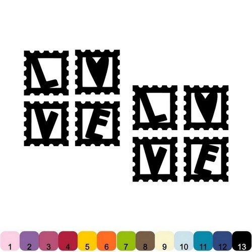8 Papierschnitte _ BRIEF LOVE BRIEFMARKE 4X4cm _ Die cut scrapbooking carterie  - Bild 1 von 15