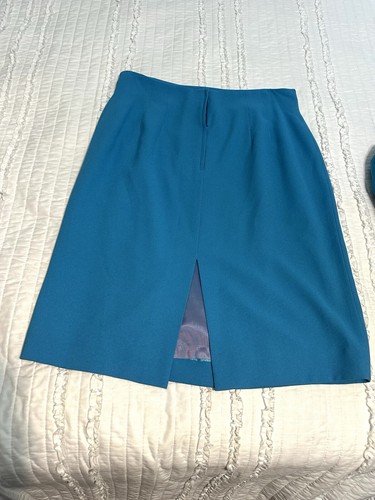 VINTAGE CHRISTIAN DIOR BRIGHT BLUE SKIRT SUIT SET women’s Size 16 turquoise RARE - Picture 12 of 14