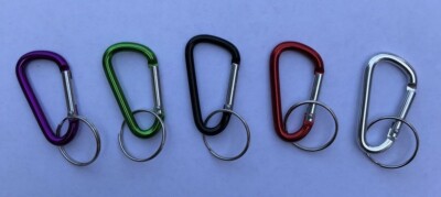 5pc Small Carabiner Set w/ Key Ring Chain Wallet Hiking Biking Camping US Seller