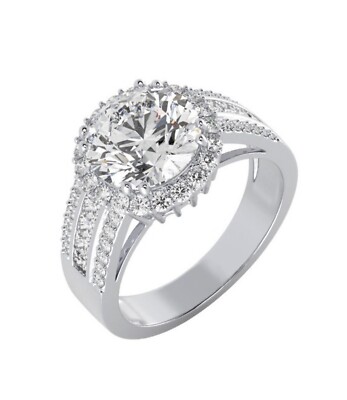 3Ct White Round Brilliant Cut CZ Engagement Wedding Ring In 925 Sterling Silver