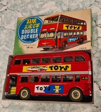 Tin Friction Toy Double Decker Bus"MF 844" Chinese 48 Express NRFB 1960s