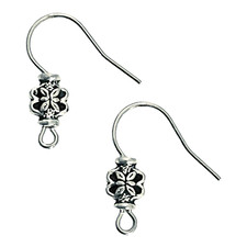 20 pcs Silver Fishhook Flower Beaded Earwires Earring Hooks Wires Bead Findings