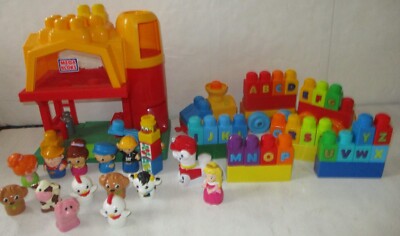 Mega Bloks Farm & Alphabet Train Baby Preschool Daycare XMAS Toy Lot Bundle