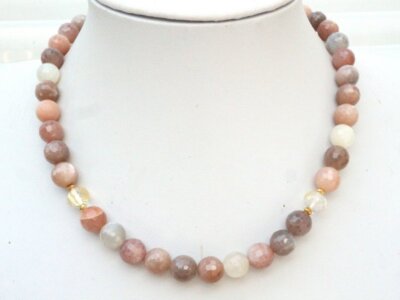 GOLDJUNGE69 * SOGNI D`ORO EDELSTEIN KETTE MONDSTEIN &BK BLATTGOLD 375er GELBGOLD