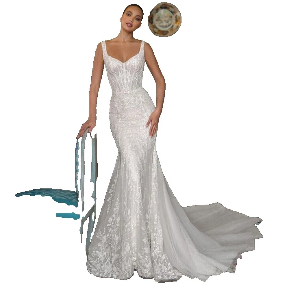 Columna de Encaje/manga Tubo Vestidos de novia