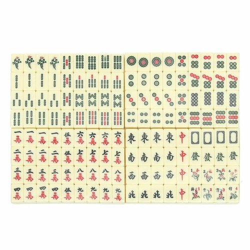 Tragbares Vintage Mahjong seltenes chinesisches 144 Fliesen Mah-Jong Set Spielzeug mit Lederbox - Bild 4 von 15