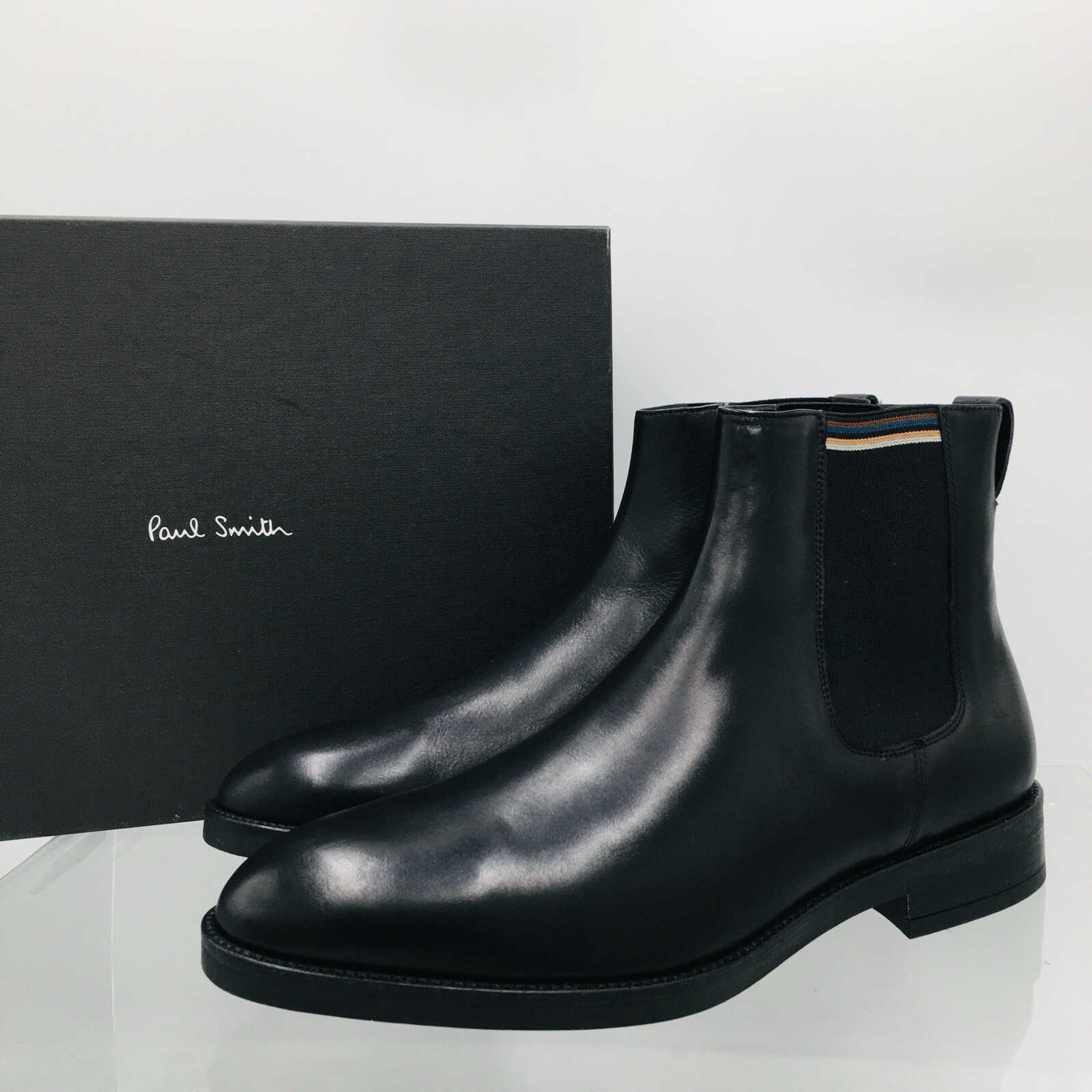 Paul Smith Lansing Black Leather Chelsea Boots, Size UK 9 US 10 Medium