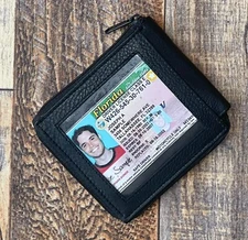 Mens Zip-Around Wallet Bifold Slim Credit Card Holder Secure Organizer