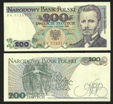 200 ZLOTYCH - STO BANKNOTE FROM POLAND  - MINT UNC CONDITION - POLISH ZLOTY