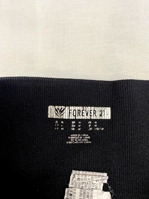 Forever 21 Juniors Leggings Black Activewear Wide Waistband Logo Size Medium - Image 3 of 4