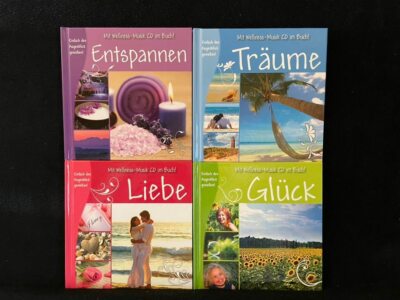 SAMMLUNG PAKET - 4 x WELLNESS-Bücher mit CDs - Entspannen, Liebe, Träume, Glück.