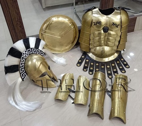 Medieval Armor Muscle Jacket Brass Greek Helmet + Guard & Shield Ancient Role - Bild 6 von 12