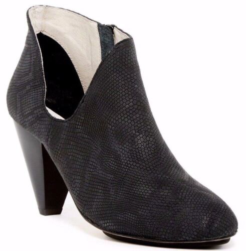 Matt Bernson Women's Snake Embossed Leather Ankle Boot Bootie Heel Black Size 7