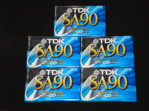 5 TDK SA 90 High Quality Type II Cassette Tapes - Still Sealed - Picture 1 of 2