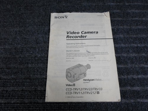 Sony Handycam Video 8 CCD-TRV12 Camera Instruction Operating Guide Booklet