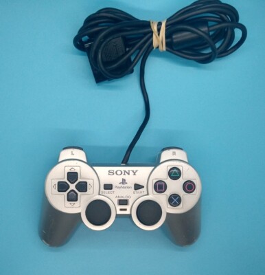Sony PlayStation 2 OEM Wired Dualshock 2 Silver Controller * For Parts or Repair