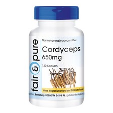 Cordyceps 650 mg - 120 capsule di funghi in polvere dal micelio, fungo vitale...