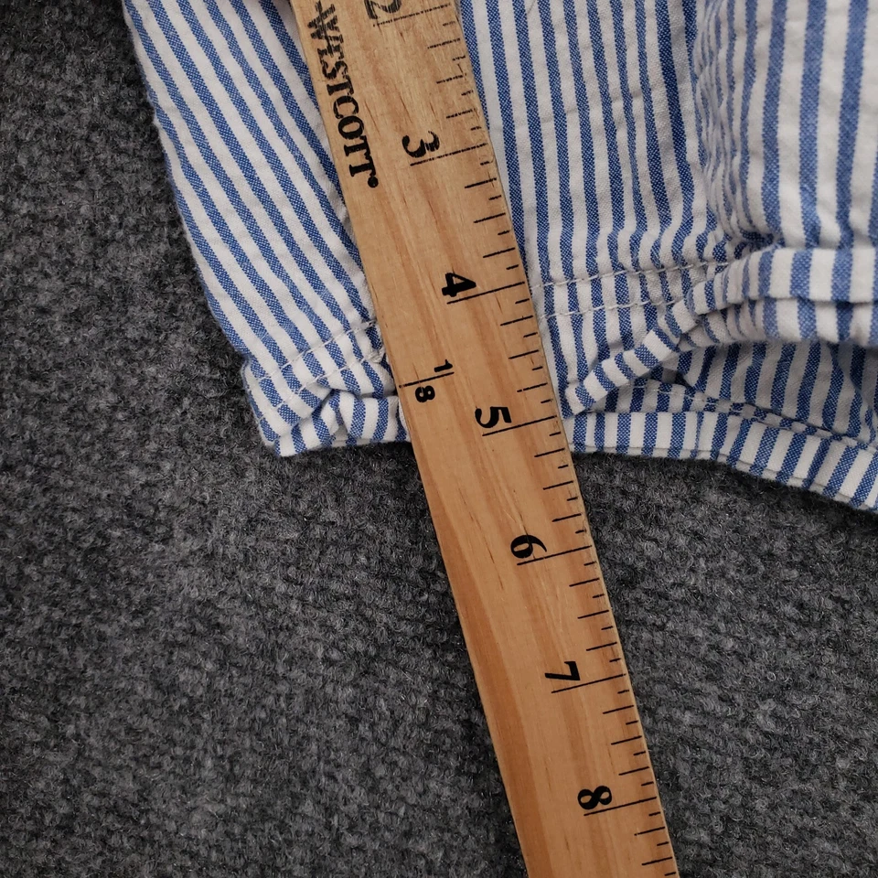 Pantalones Cortos Columbia Para Mujer 10 Azul PFG Super Bonehead Tiro Medio Seersucker Rayas Foto 4 de 4