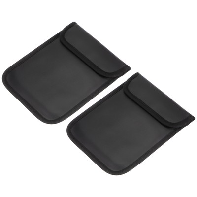 2Pcs Faraday Bag, RFID Signal Blocking Pouch 9 Inch PU Wallet for Phone, Black