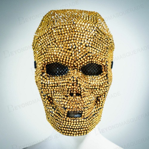 Gold Strass Gesichtsmaske Vollschädel Maskerade Maske - Bild 2 von 5