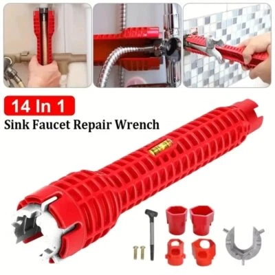 14 IN 1 Faucet Sink Wrench plumbing Tool Pipe Tap Spanner Set Bathroom Kitchen