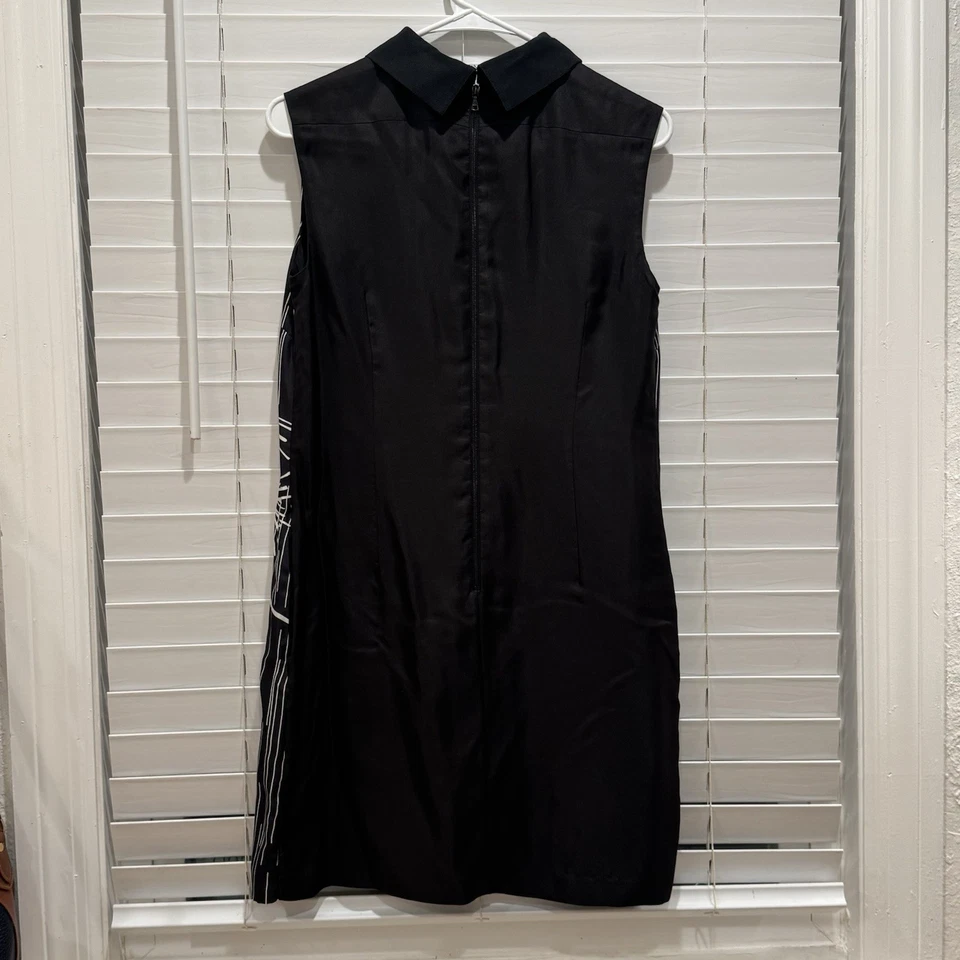 Vestido Vaina JASON WU Miss Wu Negro/Blanco 100% Seda Abstracto Estampado Floral Talla 2 Foto 4 de 4