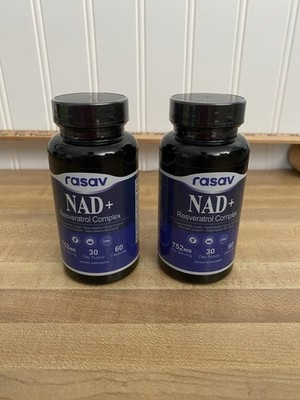 Lot of 2 Rasav NAD+ Resveratrol Complex 752mg  Supplement 60 Caps..Exp.Date 2027