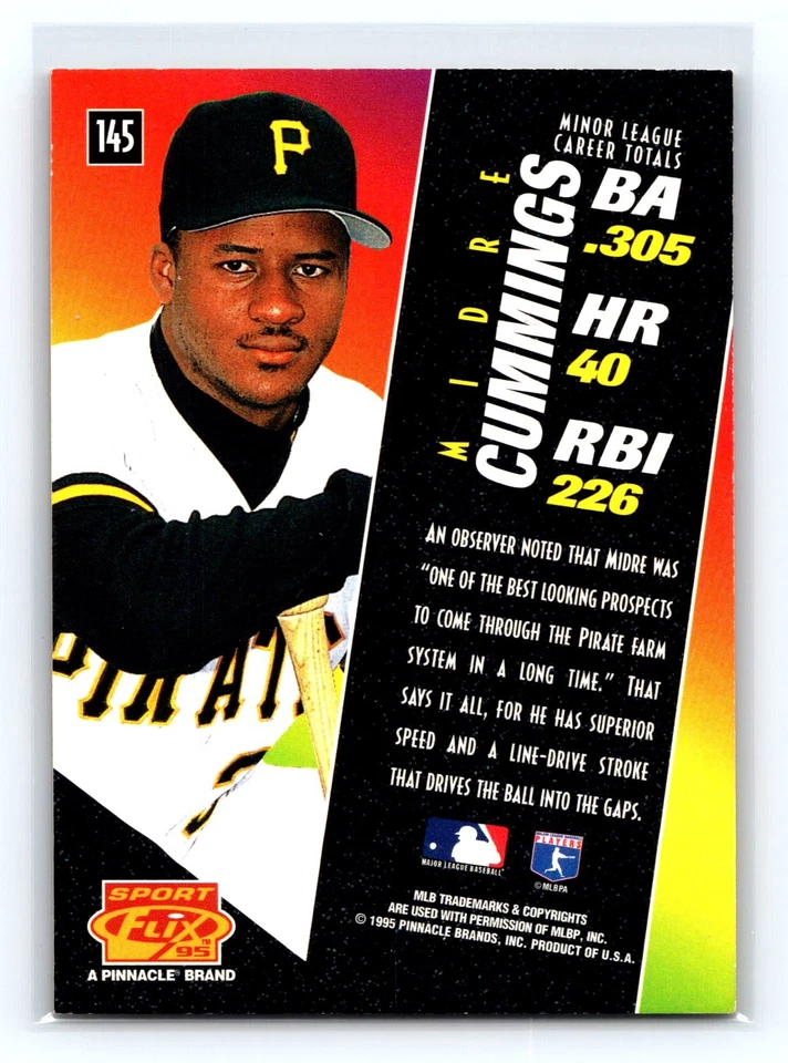 1995 Pinnacle Sportflix #145 Midre Cummings Pittsburgh Pirates - Image 2 of 2