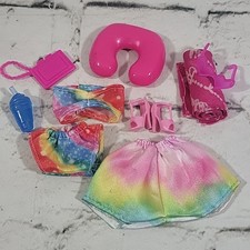 Barbie Doll Clothes Lot Summer Poolside Bikini Shorts Shades Neck Pillow Shoes