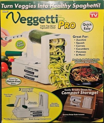 Veggetti Pro Spiral Vegetable Cutter NEW Open Box Tabletop Slicer 3 Blades