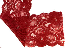 15,5 jardów. Szpula wiśniowo-czerwona 5 cali szerokość syntetyczne podwójne karbowane krawędź koronkowe wykończenie