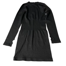 OQQ Black Ribbed Knit Long Sleeve Thumb Hole Mock Neck Dress Large