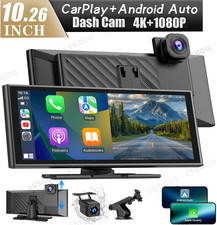 10.26" 4K Car DVR Wireless Carplay Portable Android Auto Stereo IPS Touch Screen