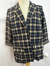 Plaid Patterned Black and Yellow Blazer Jacket