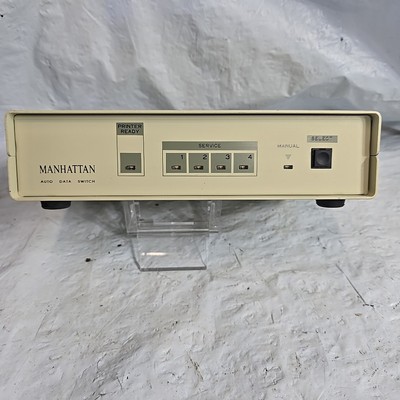 Vintage Manhattan PC Auto Data Switch 5 Port 4 Computer 1 Printer w/ Power Adapt