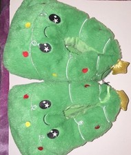 Christmas Tree Plush Women's Slippers Green Size Large Star Holiday Design