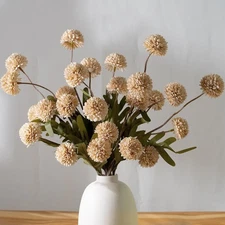 5pcs Long Stem Artificial Flowers for Vase,20" Tall Fake Silk Pompon Mum Flow...