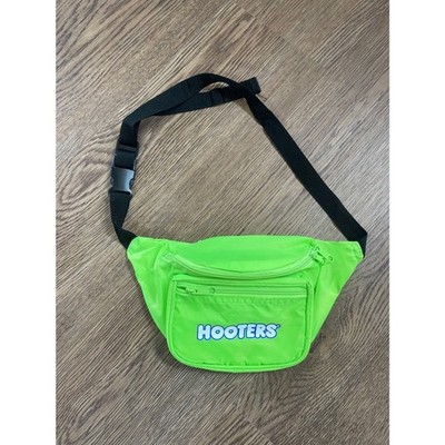 Hooters Fanny Pack Neon Lime Green Nylon Waist Bag Adjustable Strap Logo Retro