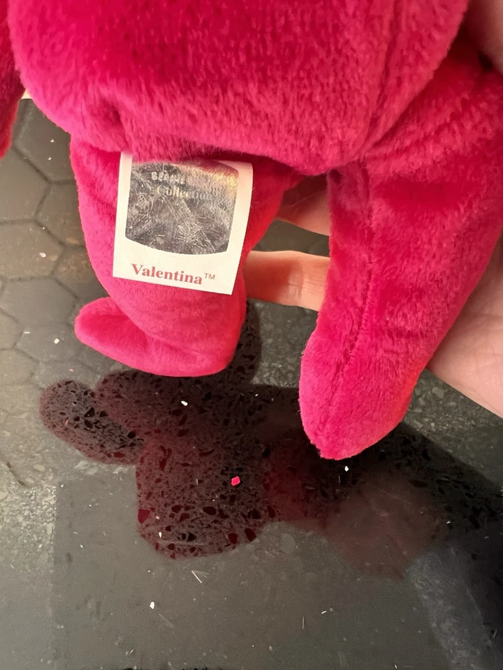 РЕДКАЯ с ошибками Ty «Валентина» красный медведь Beanie Baby-1998/1999 ярлыки - Изображение 2 из 4